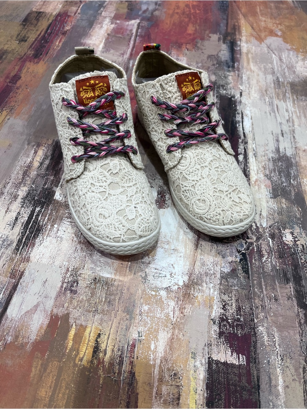 TIGERBEAR REPUBLIK Lace Oxford Sneaker Crochet Floral Flats | Women's Size 7.5